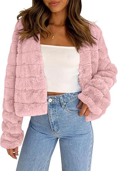 Damen Flauschige und modische Kurzjacke Drune