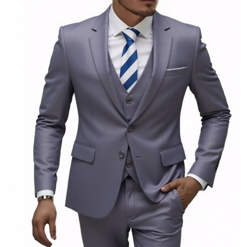 Herren nan dreiteiliges Slim-Fit Anzugset mit Weste, schmalem Revers und taillierter Silhouette Drune