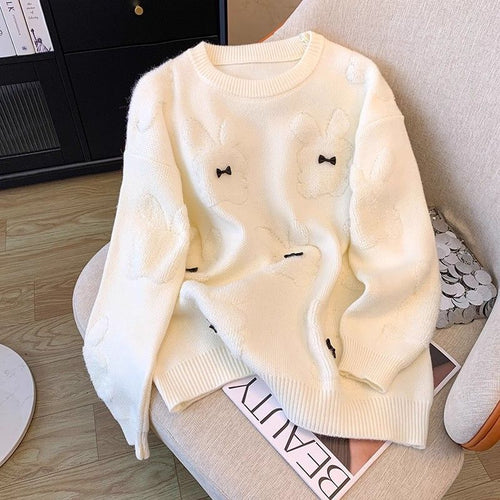 Damen kuscheliger Pullover mit verspielten Tierapplikationen Drune