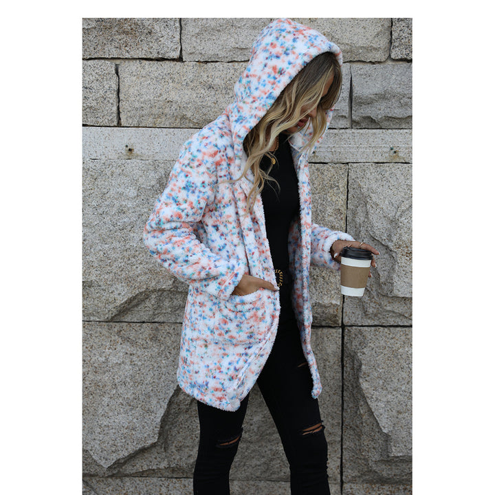 Damen kuschelige Fleecejacke mit Kapuze Drune