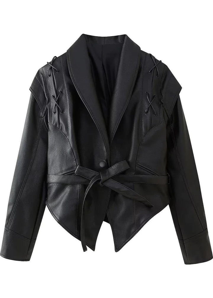 Drune | Schnür-Optik Kunstleder Blazer