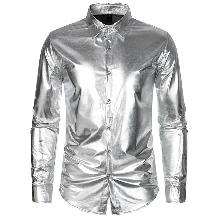 Herren Elegantes und glänzendes Langarmhemd mit innovativer Textur Drune