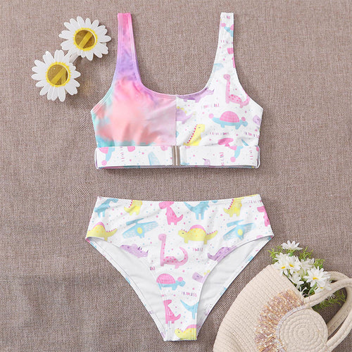 Damen Bunt bedruckter Bikini mit sportlichem Schnitt und breiten Trägern Drune