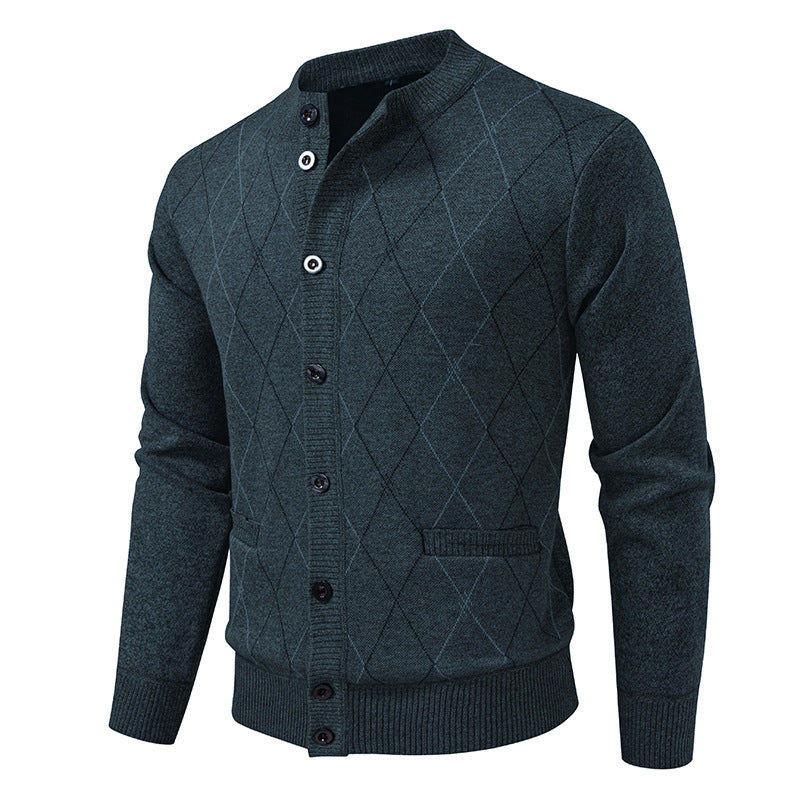 Herren Strickjacke mit modernen Rautenmustern und praktischen Taschen Drune