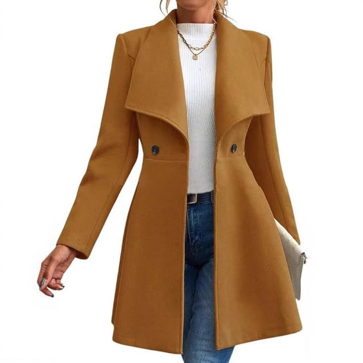 Damen schicke Übergangsjacke mit weitem Kragen Drune