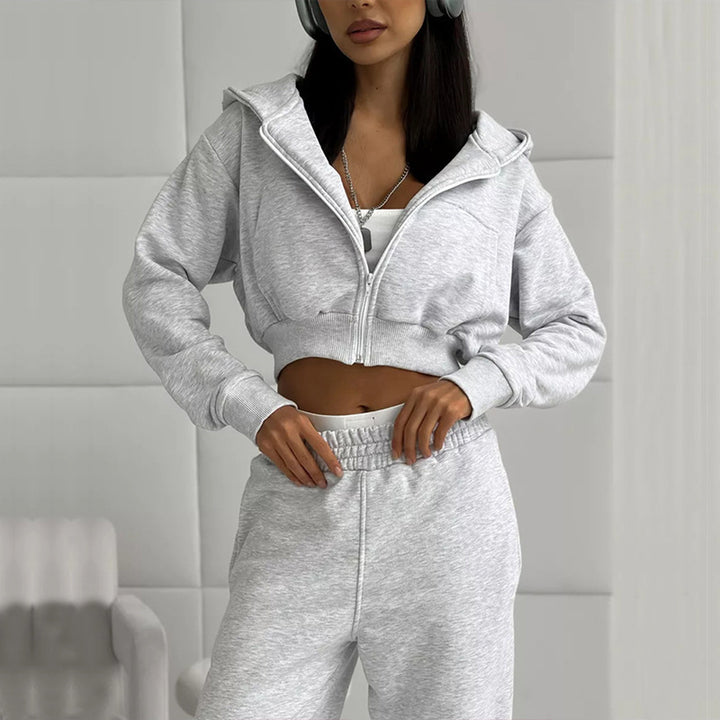Damen Sport Set mit cropped Jacke und weiten Hosen Drune