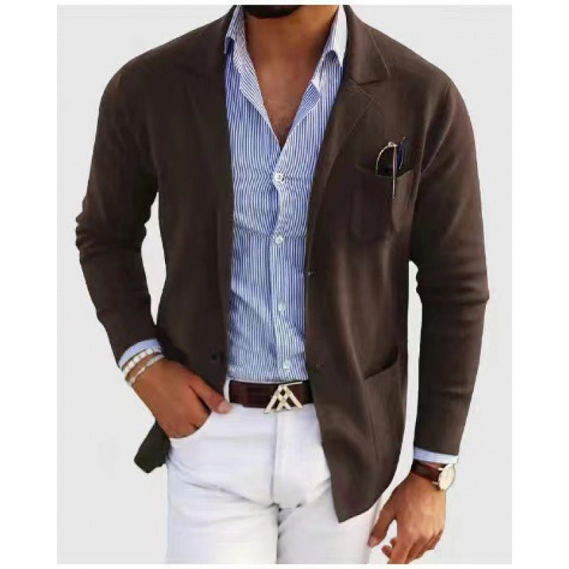 Herren lässiger Strickblazer mit praktischen Taschen und bequemer Passform Drune