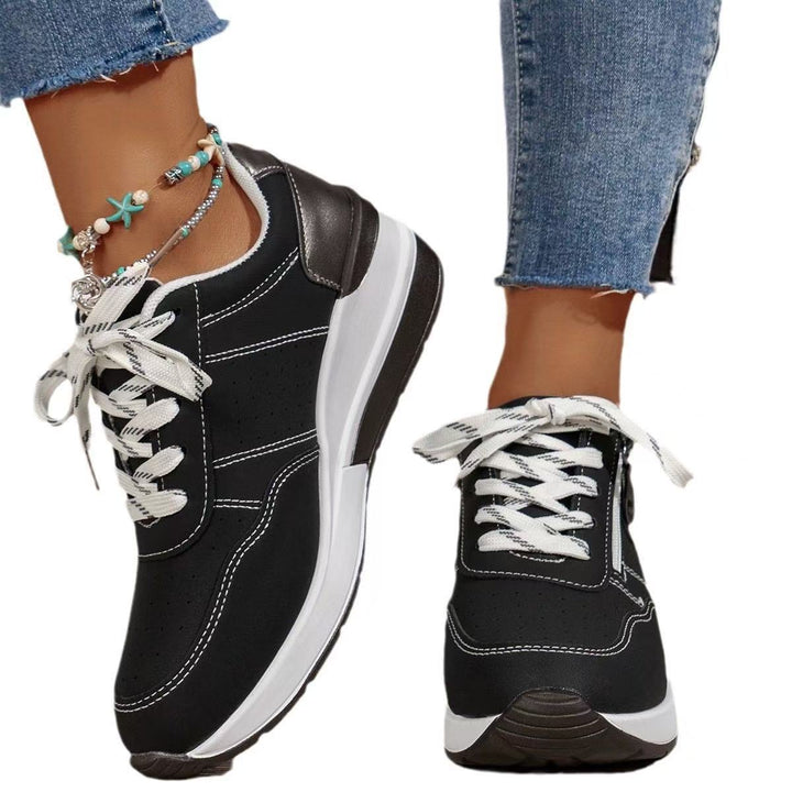Damen Komfortable Sneakers mit modischem Reißverschluss und atmungsaktiver Sohle Drune