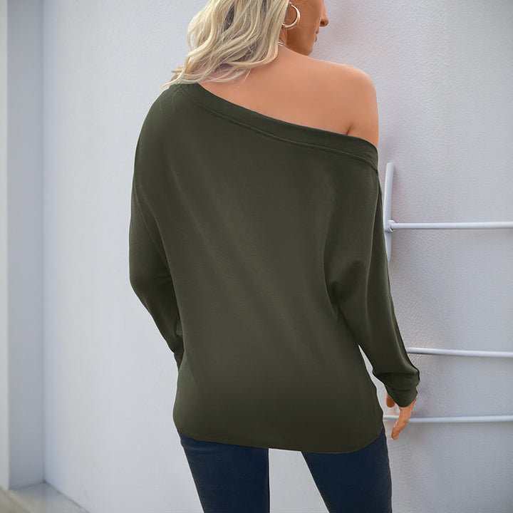 Damen Oversized Langarmshirt mit asymmetrischem Ausschnitt und feinen Knopfdetails Drune