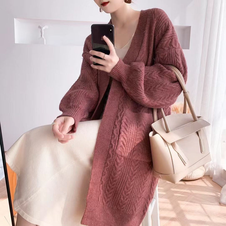 Damen Grobstrick Cardigan mit tiefen Taschen und elegantem Zopfdesign Drune