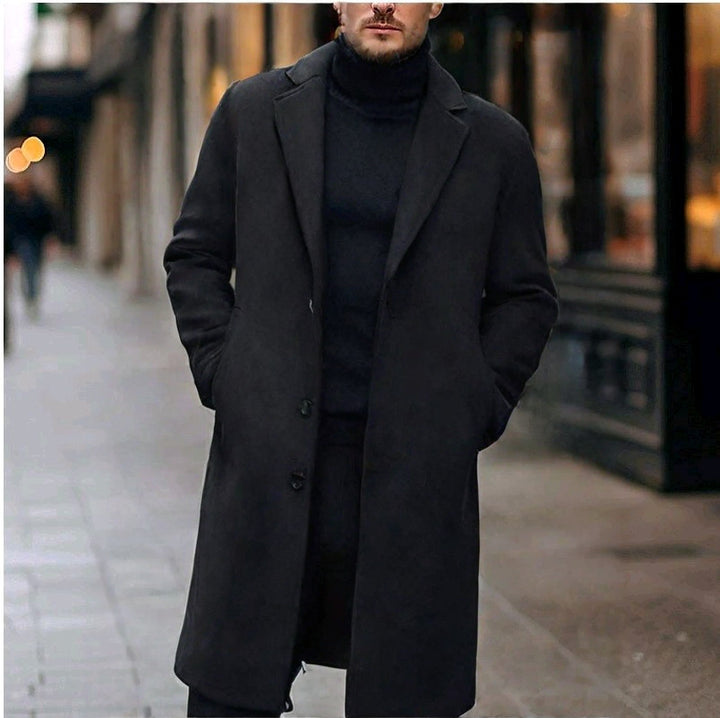 Herren nan eleganter Wollmixmantel mit Reverskragen und geradem Schnitt Drune