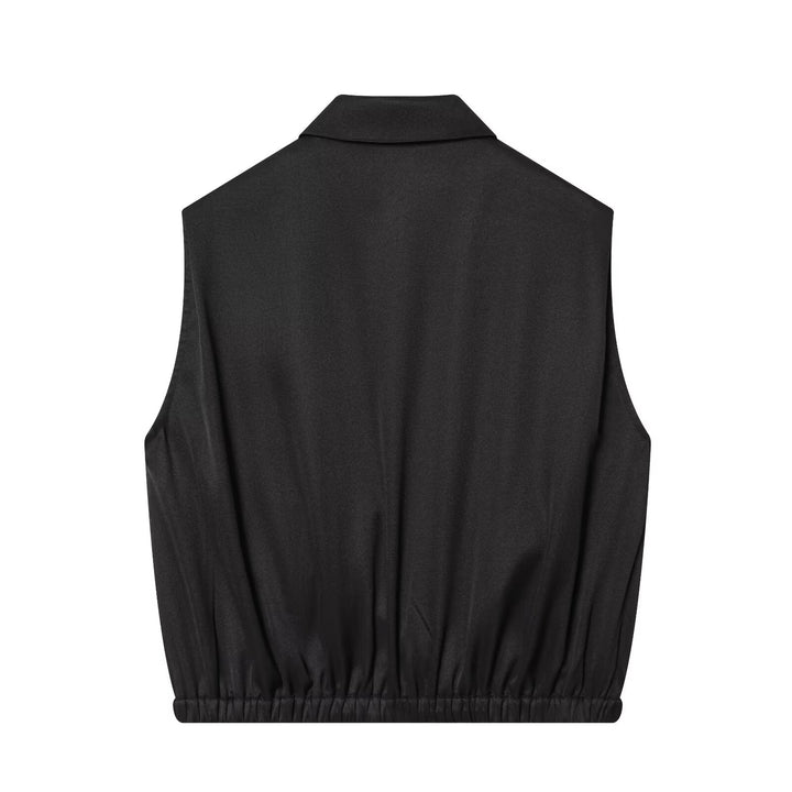 Damen ärmellose Utility-Weste mit seitlichen Taschen und elastischem Bund Drune