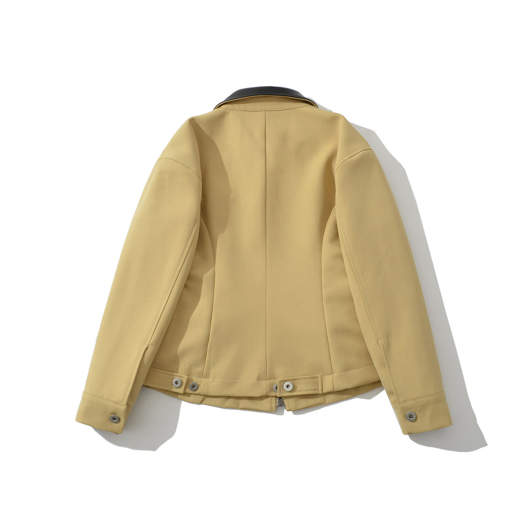 Damen modische kurz geschnittene Jacke mit Lederdetails Drune