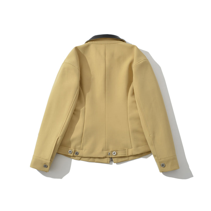Damen modische kurz geschnittene Jacke mit Lederdetails Drune