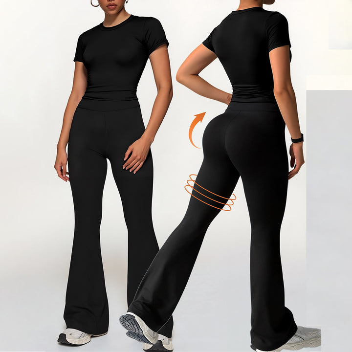 Damen Sportliches Set mit cropped Oberteil und flared Leggings Drune