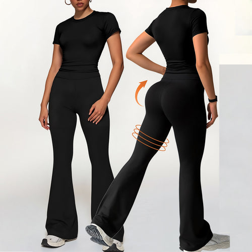 Damen Sportliches Set mit cropped Oberteil und flared Leggings Drune