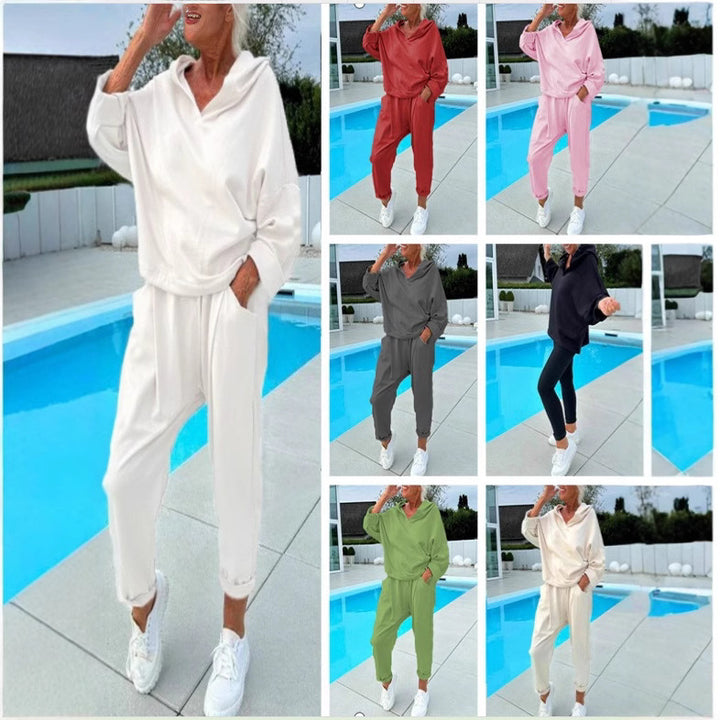 Damen modischer Hoodie und Jogginghose Set Drune