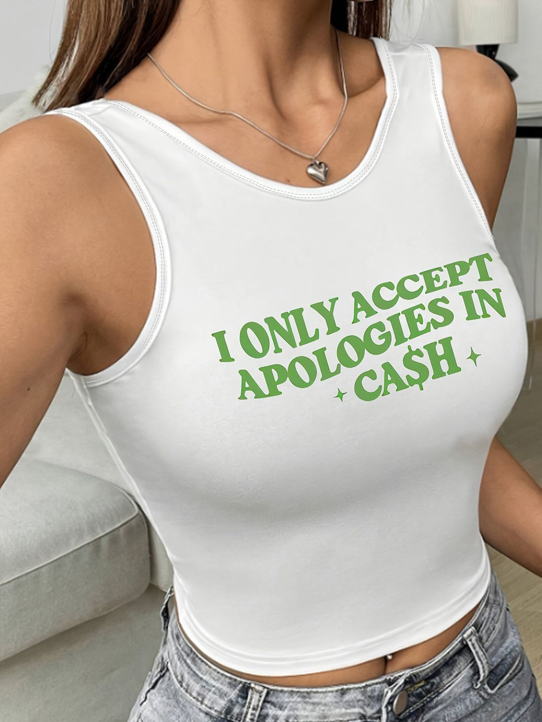 Damen Crop-Top mit kreativem Spruch und lässigem Schnitt Drune