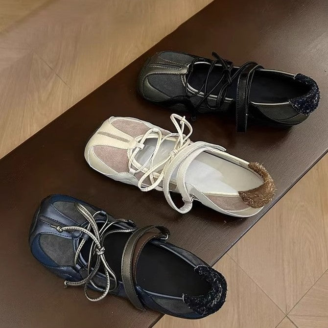 Damen modische und komfortable Ballerinas mit verstellbarem Riemchen-System Drune