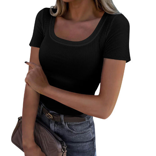 Damen Langarm Ripp-T-Shirt mit elegantem U-Boot-Ausschnitt Drune