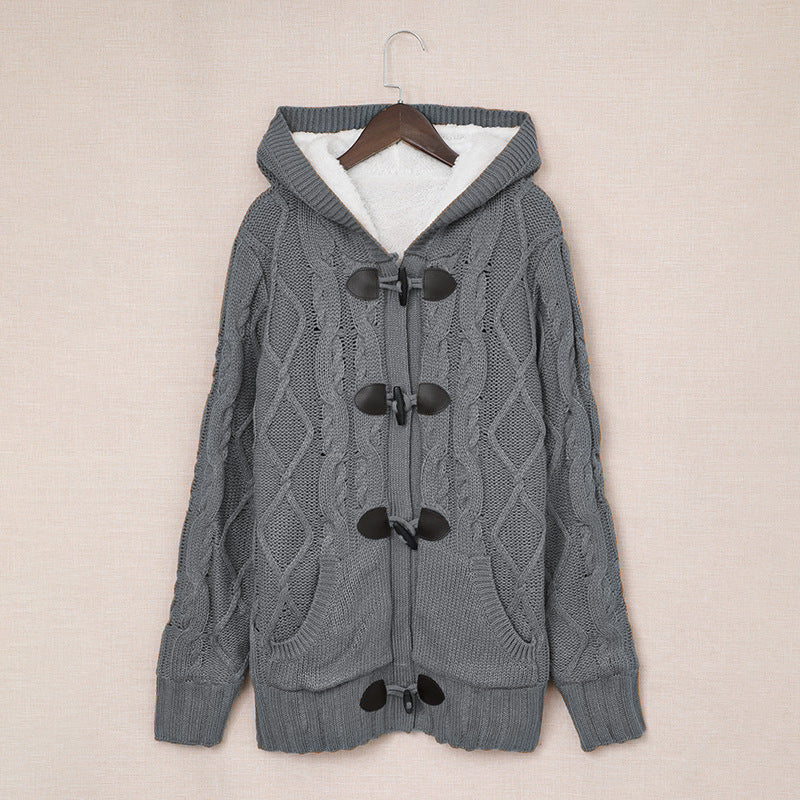 Damen Strickjacke mit hohem Kragen und bequemen Knopfdetails Drune