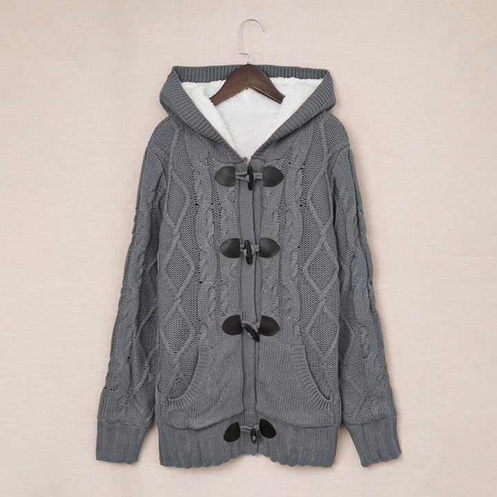 Damen Strickjacke mit hohem Kragen und bequemen Knopfdetails Drune