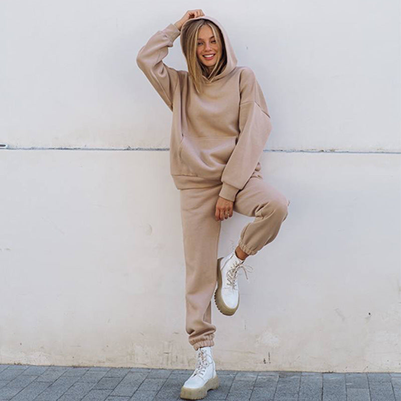 Damen sportliches Fleece-Set mit hohem Kragen Drune