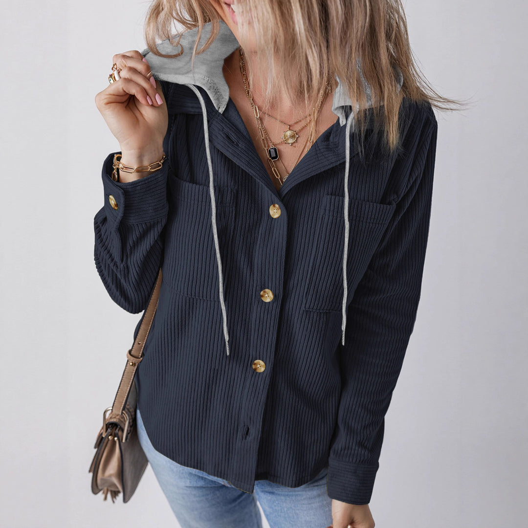 Damen Sportlich-elegante Hemdjacke mit Kapuze und praktischen Taschen Drune
