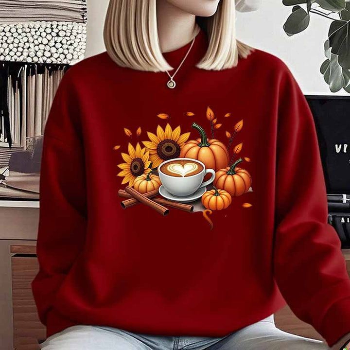 Damen Sweatshirt mit herbstlichem Motiv und besonderem Druck Drune