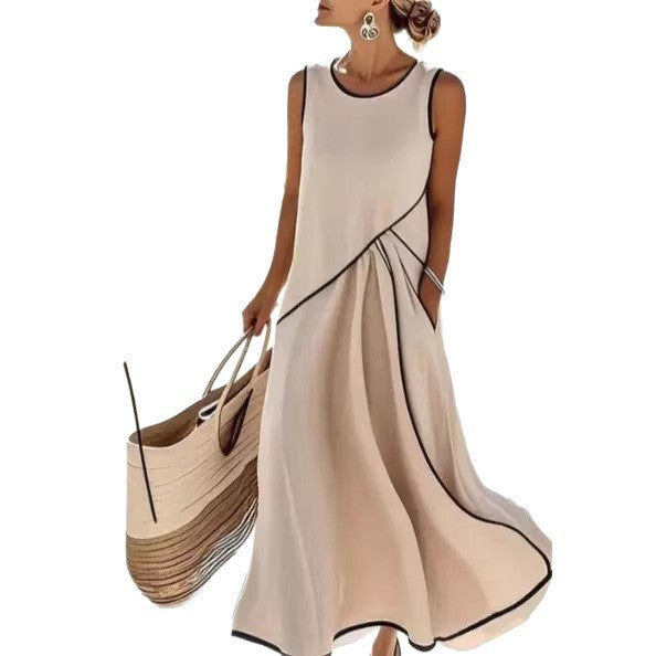 Damen Maxikleid mit asymmetrischem Schnitt und praktischen Taschen Drune
