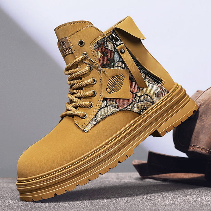 Damen modische Schnürboots mit seitlichem Reißverschluss und farbigen Akzenten Drune