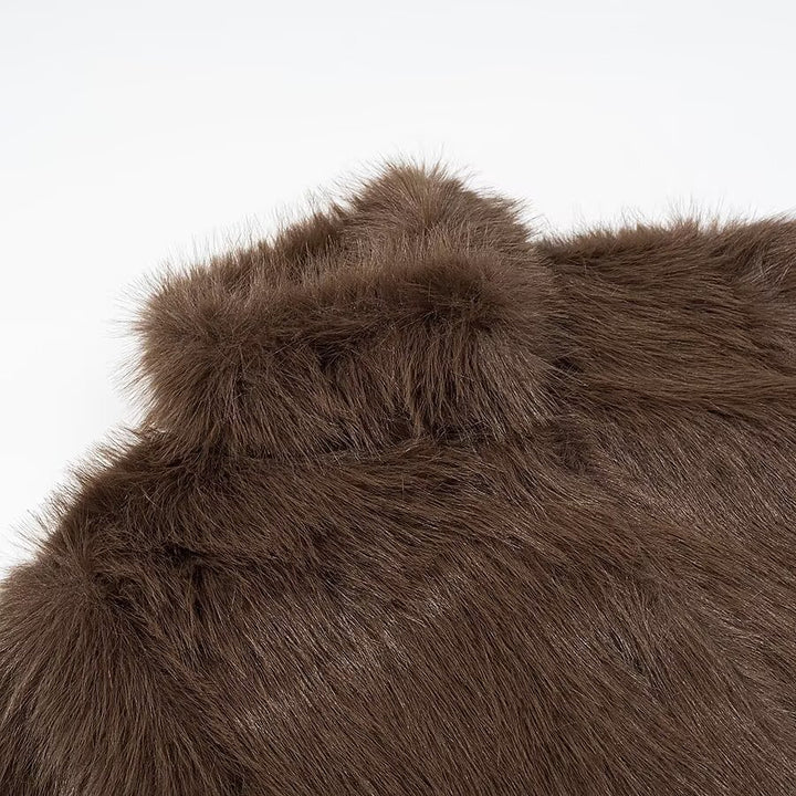 Damen Kuschelige Plüschjacke mit hohem Kragen und lockerer Passform Drune