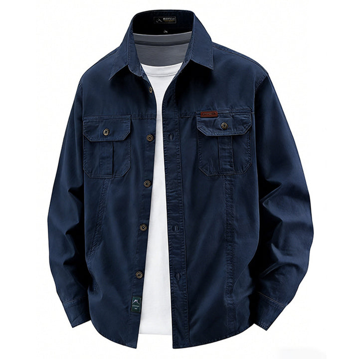 Herren  leichte Baumwolle Utility Overshirt mit Klappbrusttaschen Drune