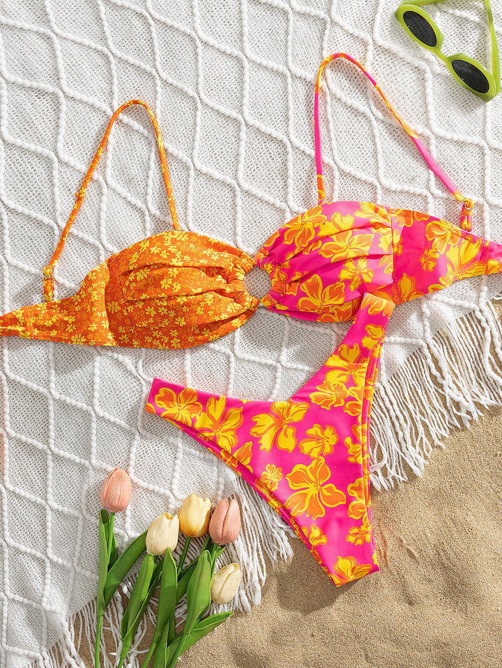 Damen Triangel-Bikini mit floralen Mustern Drune