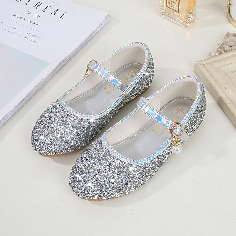 Mädchen Glitzernde Mary Jane Ballerinas mit Perlenapplikation Drune