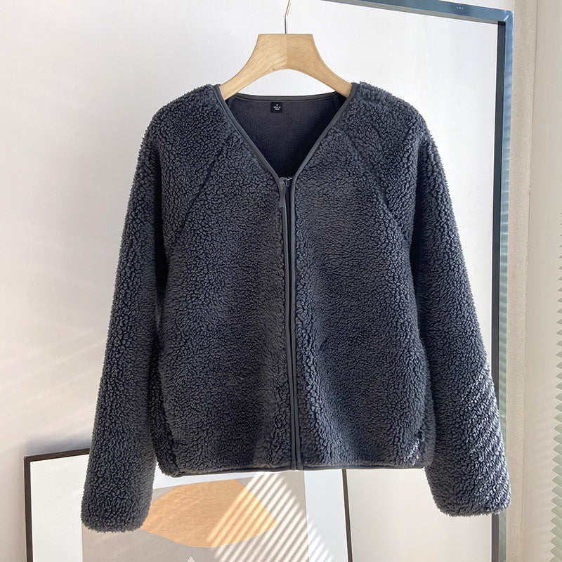 Damen Kuscheljacke mit durchgehendem Reißverschluss und weichem Fleecefutter Drune