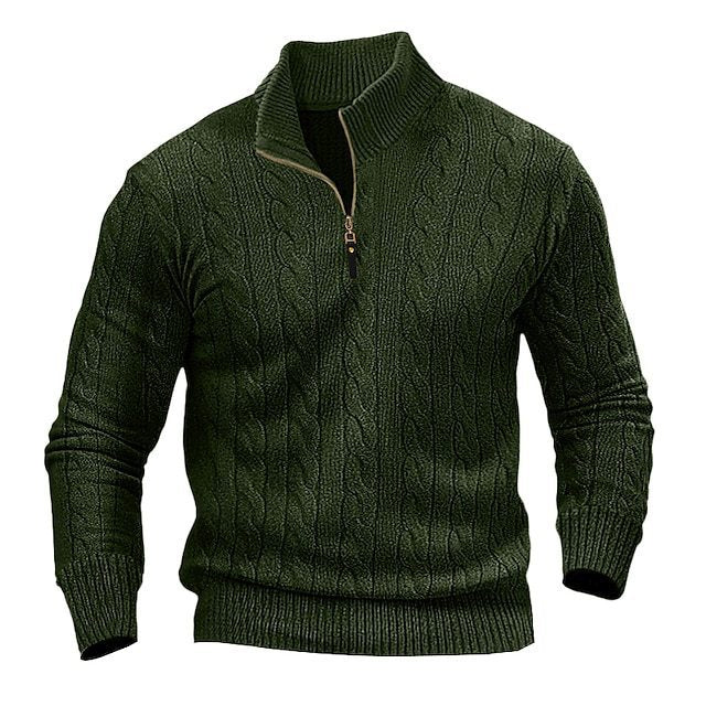 Herren Strickpullover mit hohem Kragen und strukturiertem Zopfdesign Drune