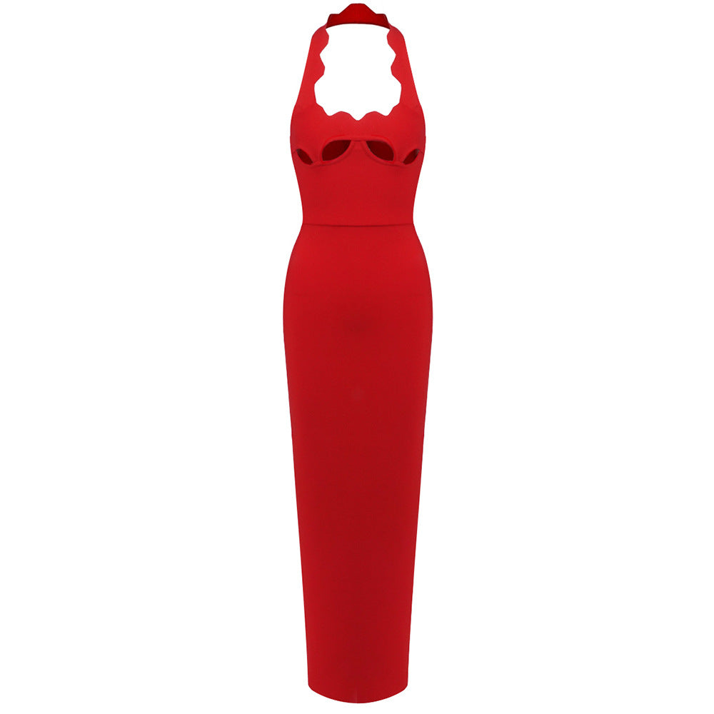 Damen Maxikleid mit innovativem Cut-Out-Design und sexy Schlüssellochausschnitt Drune