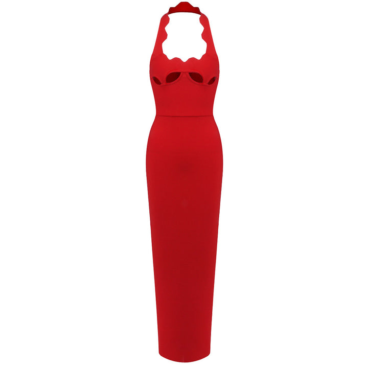 Damen Maxikleid mit innovativem Cut-Out-Design und sexy Schlüssellochausschnitt Drune