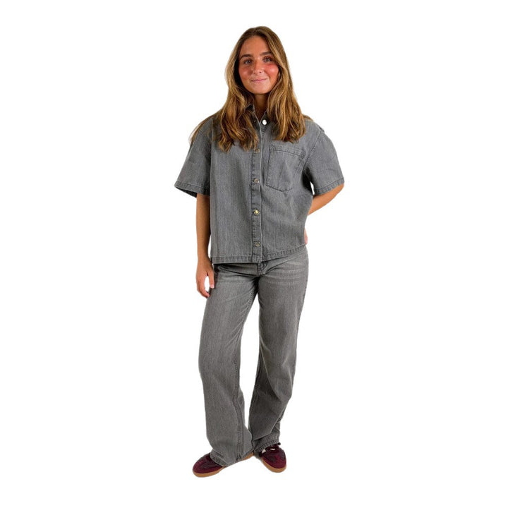 Damen Denim-Hemdjacke im lässigen Oversized-Schnitt Drune
