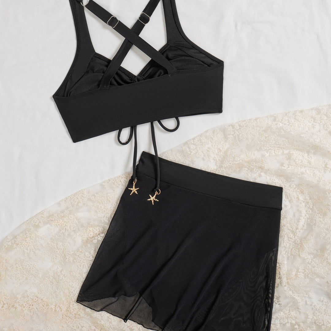 Damen Bikini-Set mit regulierbarem Rock und eleganten Rüschendetails Drune