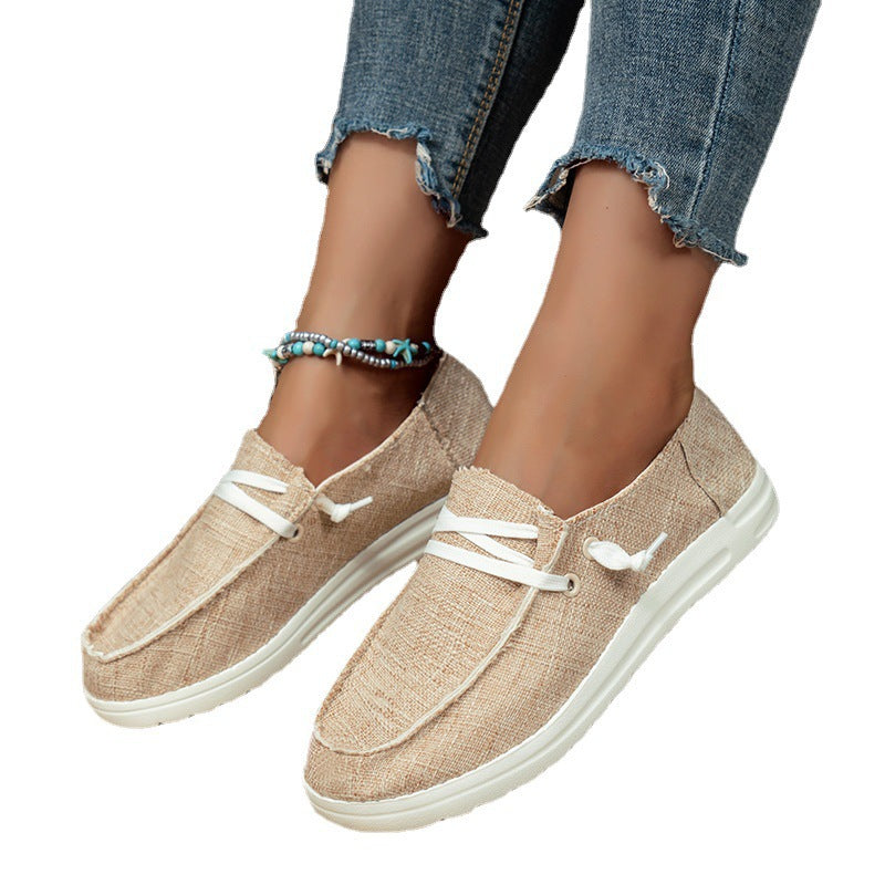 Damen nan leichte Canvas-Slipper mit dekorativer Schnürung, gepolstertem Komfortfußbett und rutschfester Leichtlaufsohle Drune