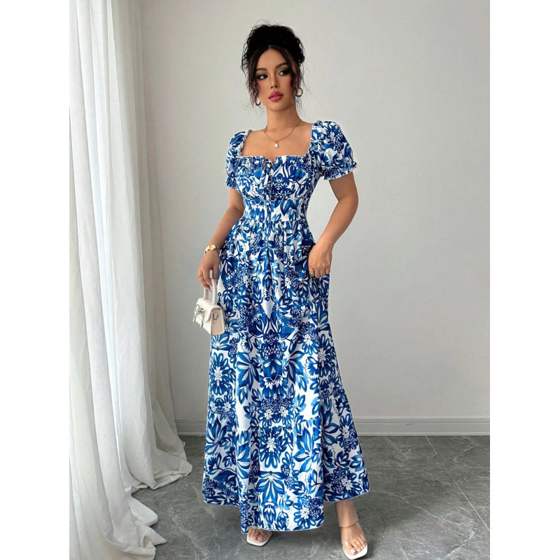 Damen Maxikleid mit quadratischem Ausschnitt und offenen Trägern Drune