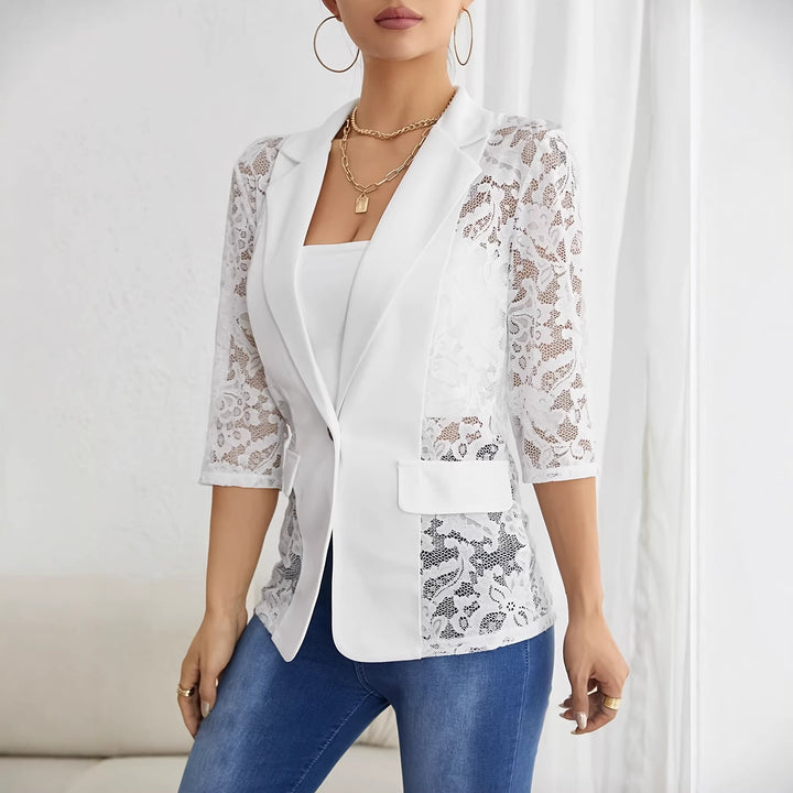 Damen nan taillierter Longblazer mit Spitzeneinsätzen und Reverskragen Drune