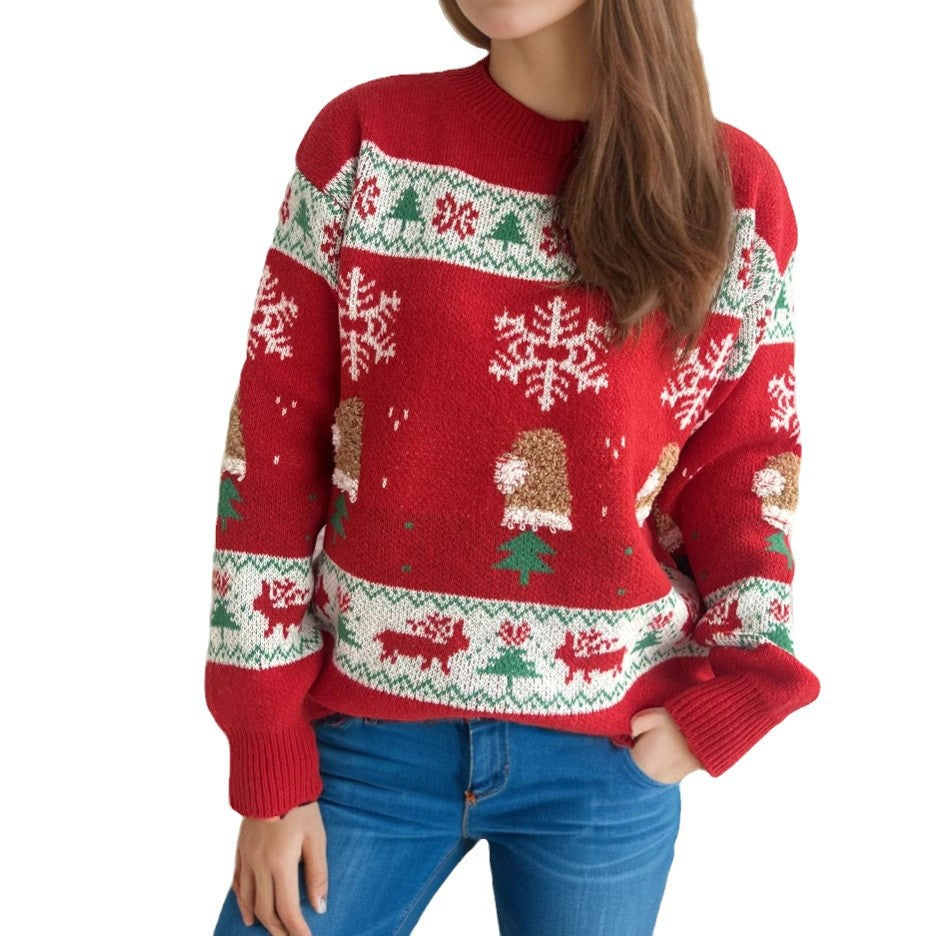 Damen Weihnachts-Pullover mit festlichen Motiven und weichem Strick Drune