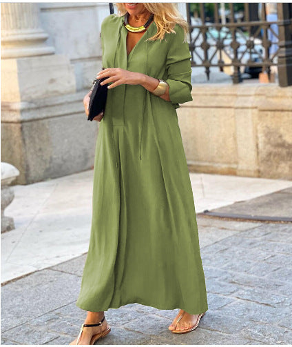 Damen Luftiges Maxikleid mit eleganter Knopfdetail Drune