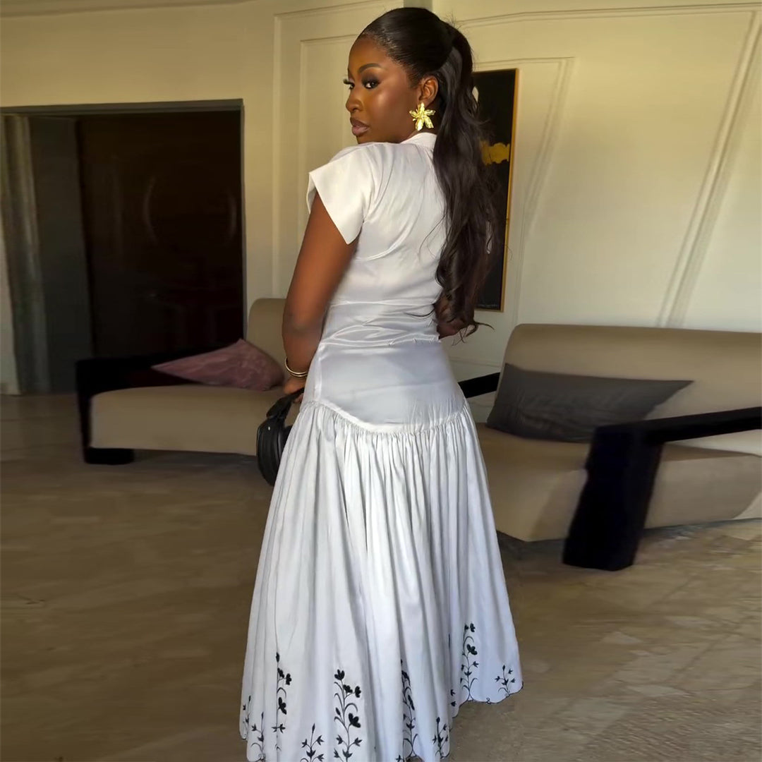 Damen Elegantes und luftiges Maxi-Kleid mit Stickereien Drune