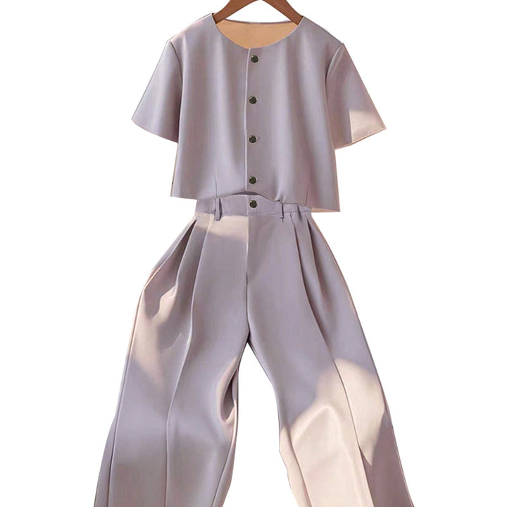 Damen Set mit kurzem Oberteil und eleganter Hose Drune