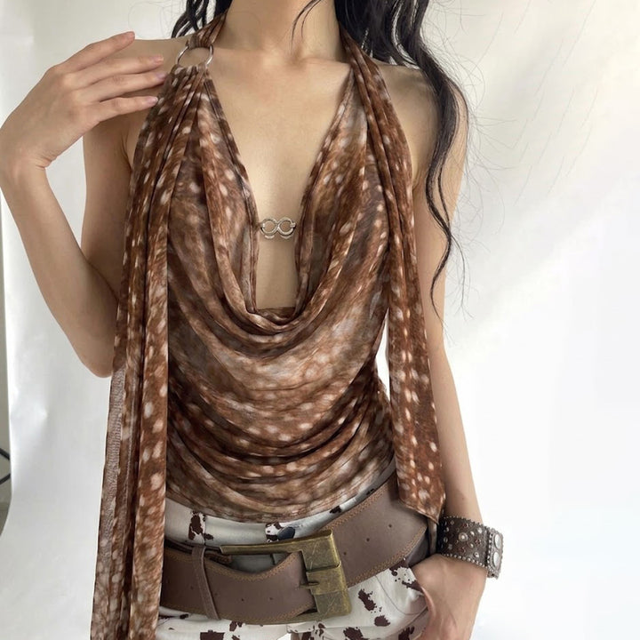 Damen stilvolle Halbtransparente Bluse mit Rüschendetails Drune