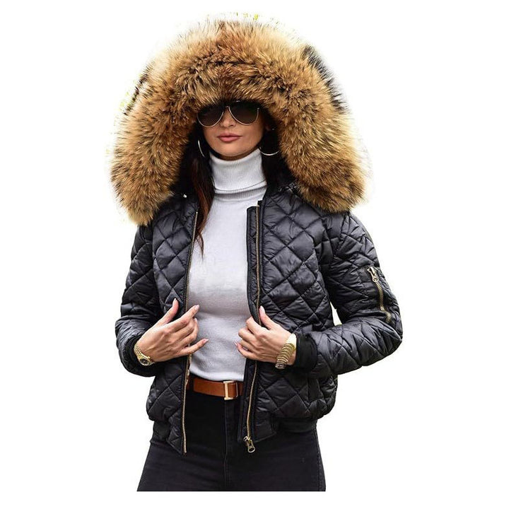 Damen Urbaner Steppjacke mit Weichem Kunstfellkragen Drune